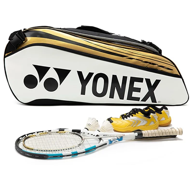 Genuine YONEX New Tennis Racket Bag High Quality PU Leather Sports Backpack Badminton Bag For Women Men Holds Up To 6 Rackets