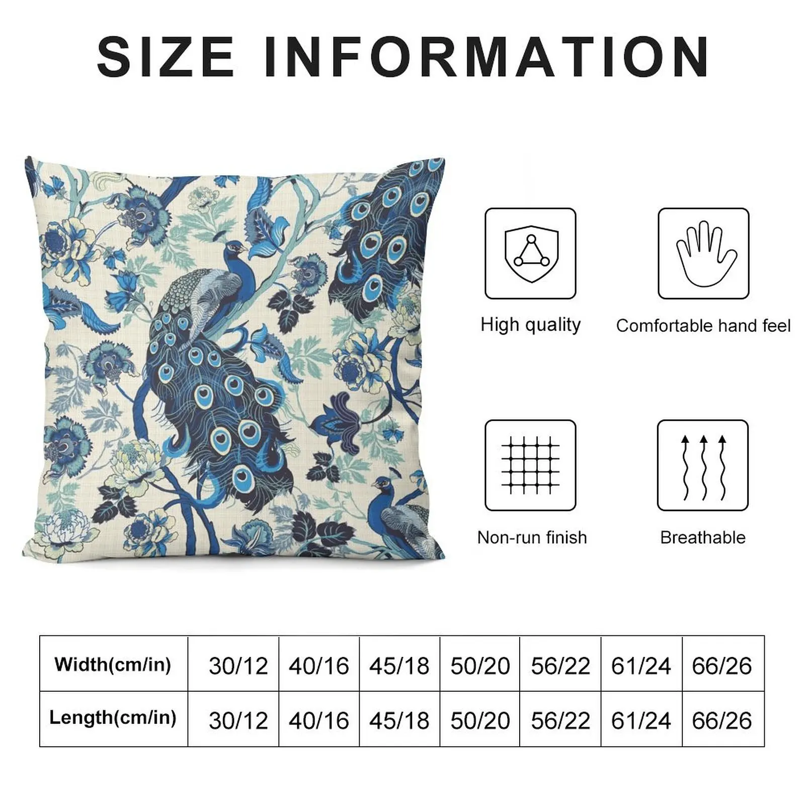 Китайская синяя Павлин льняная Подушка винтажная декоративная подушка