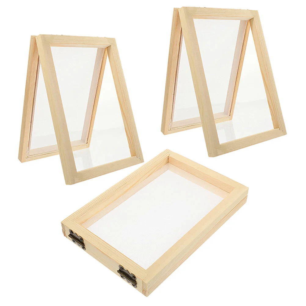 

3 Pcs Suite Frame Paper Making Toy Kids Mold Toys Wood Screen Children Present Crafts