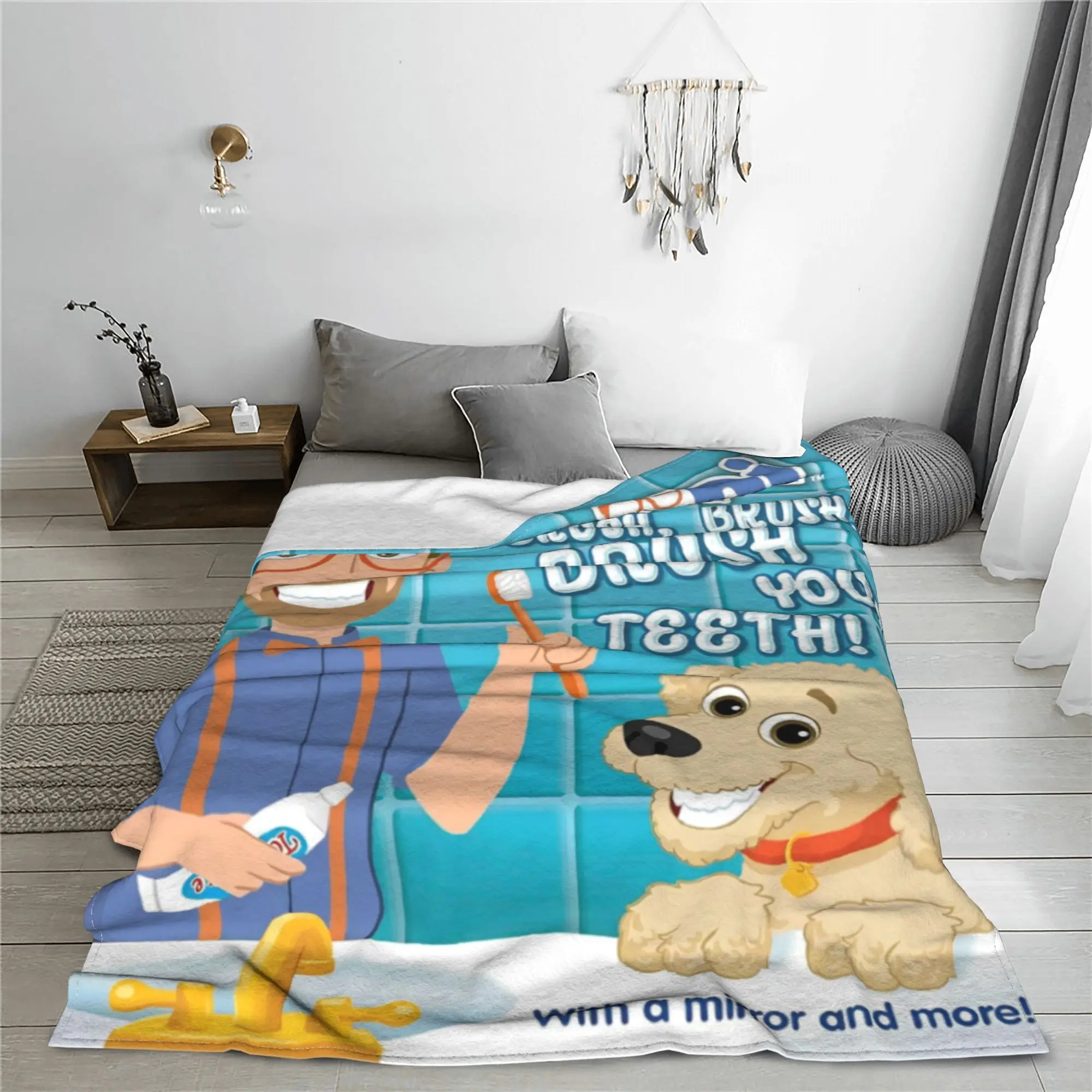 B-Blippi-i Детские флисовые одеяла из мультфильма Кисть зубов для дивана автомобиля