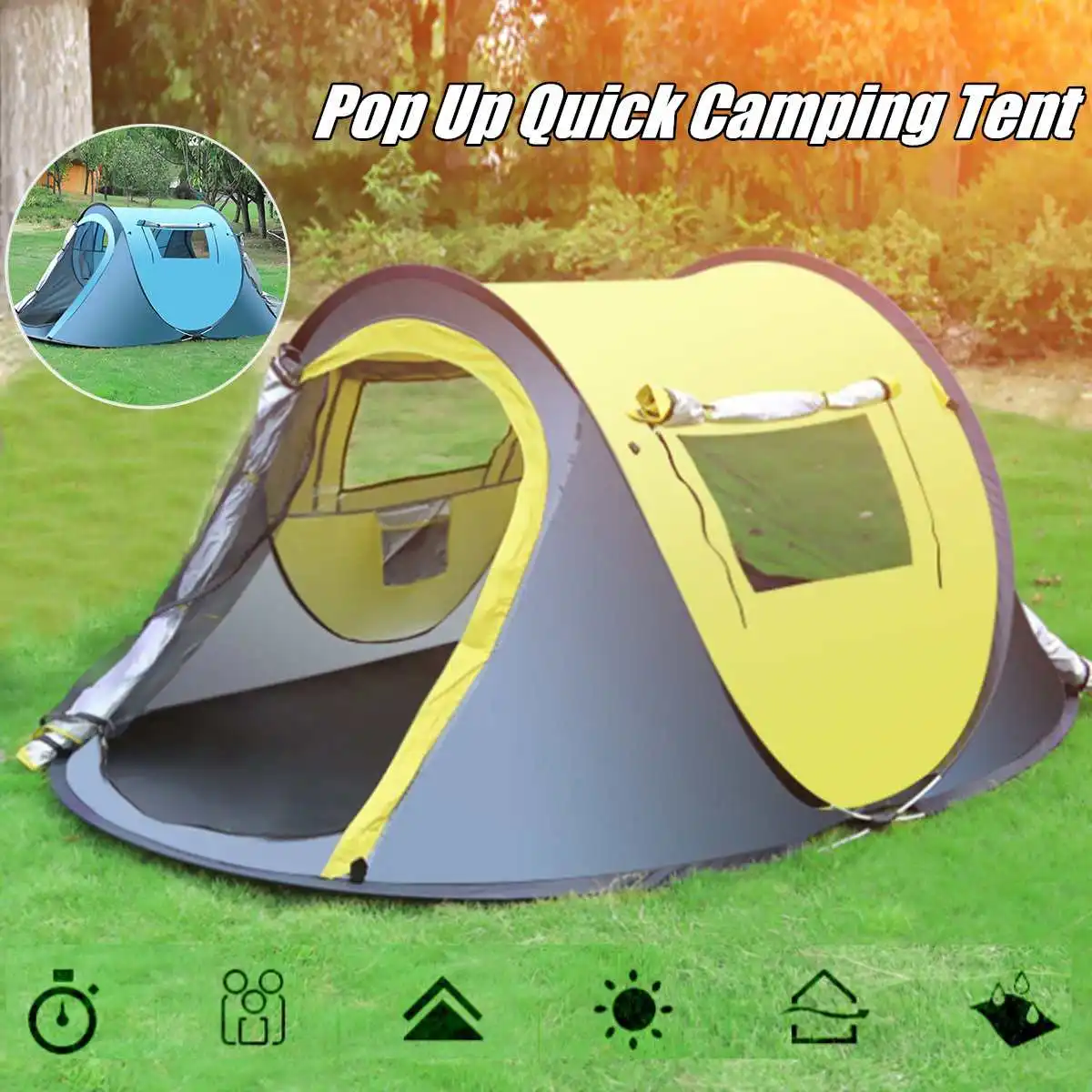 

3-4 Person Installation Free Tent Outdoor Automatic Tents Throwing Pop Up Waterproof Camping Hiking Tent Waterproof Family Tents