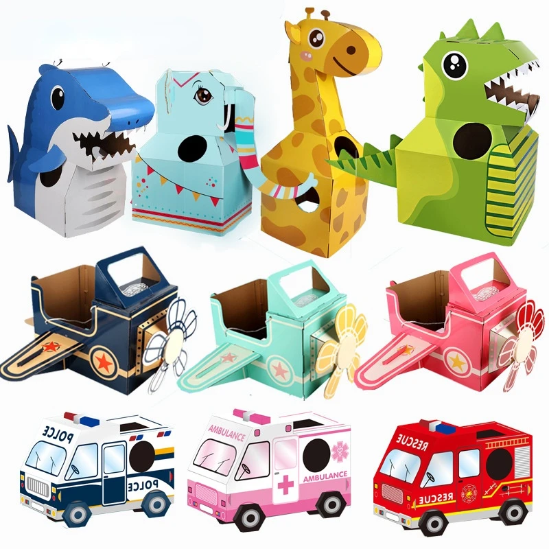 

Картонная коробка для одежды, картонная коробка «сделай сам» для детского сада с изображением динозавров, животных, детских игрушек