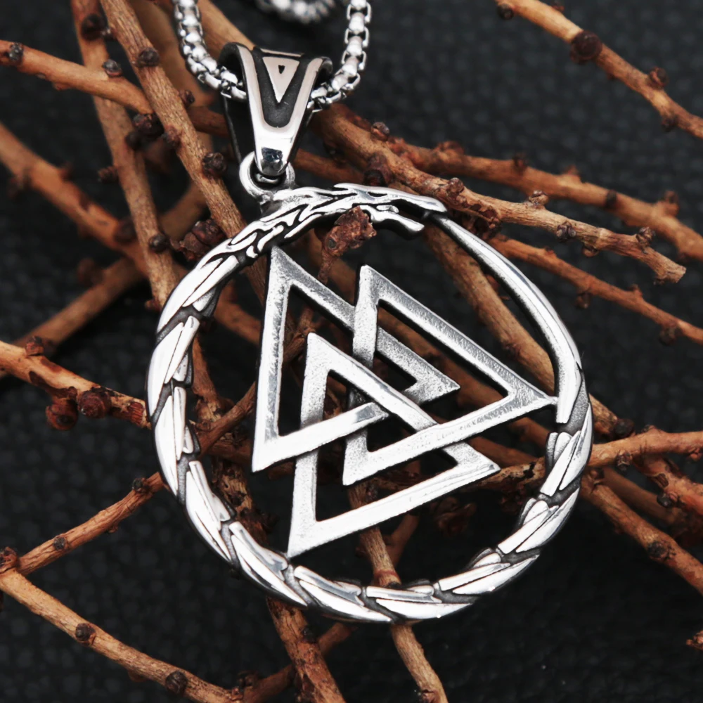 

Vintage Openwork Viking Biker Pendant For Men Punk Simple Stainless Steel Nordic Valknut Necklace Fashion Amulet Jewelry Gift