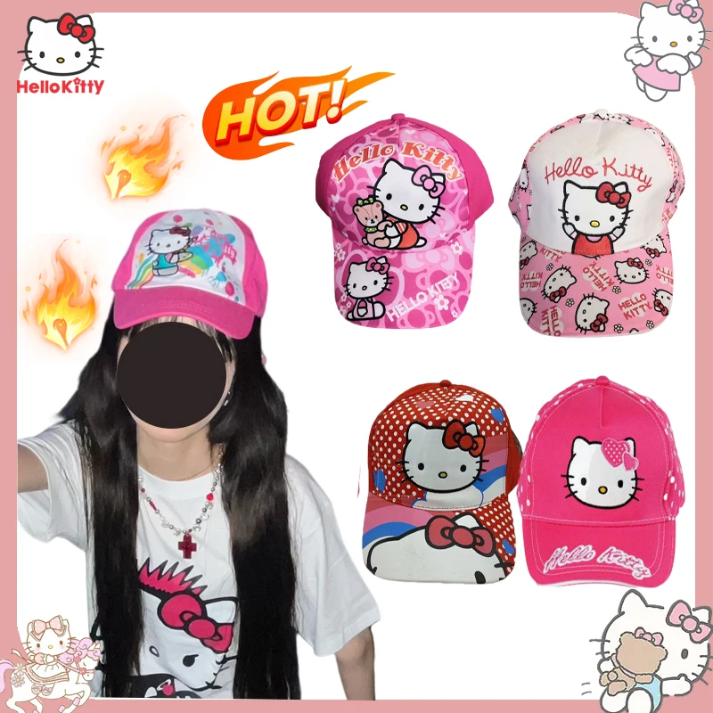 

Sanrio Hello Kitty Baseball Cap Cartoon Fashion Hats Women Aesthetic Accessories Y2k Vintage Cool Caps Couple New Summer Sun Hat