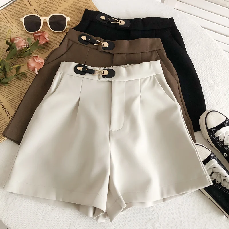 

2022 new Korean style high waist design straight casual suit shorts women