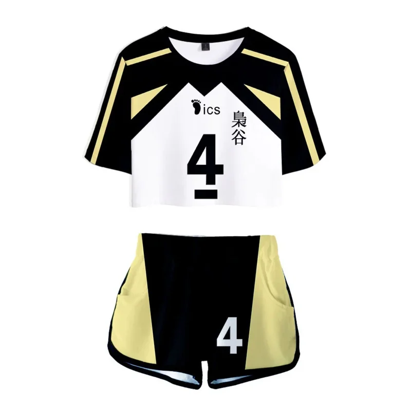 Женский костюм из двух предметов: топ и шорты для старшей школы Akaashi Keiji Bokuto Koutarou