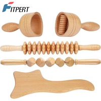 5pcsset professional wood therapy massage tools lymphatic drainage wooden massager roller stick for maderotherapia colombiana