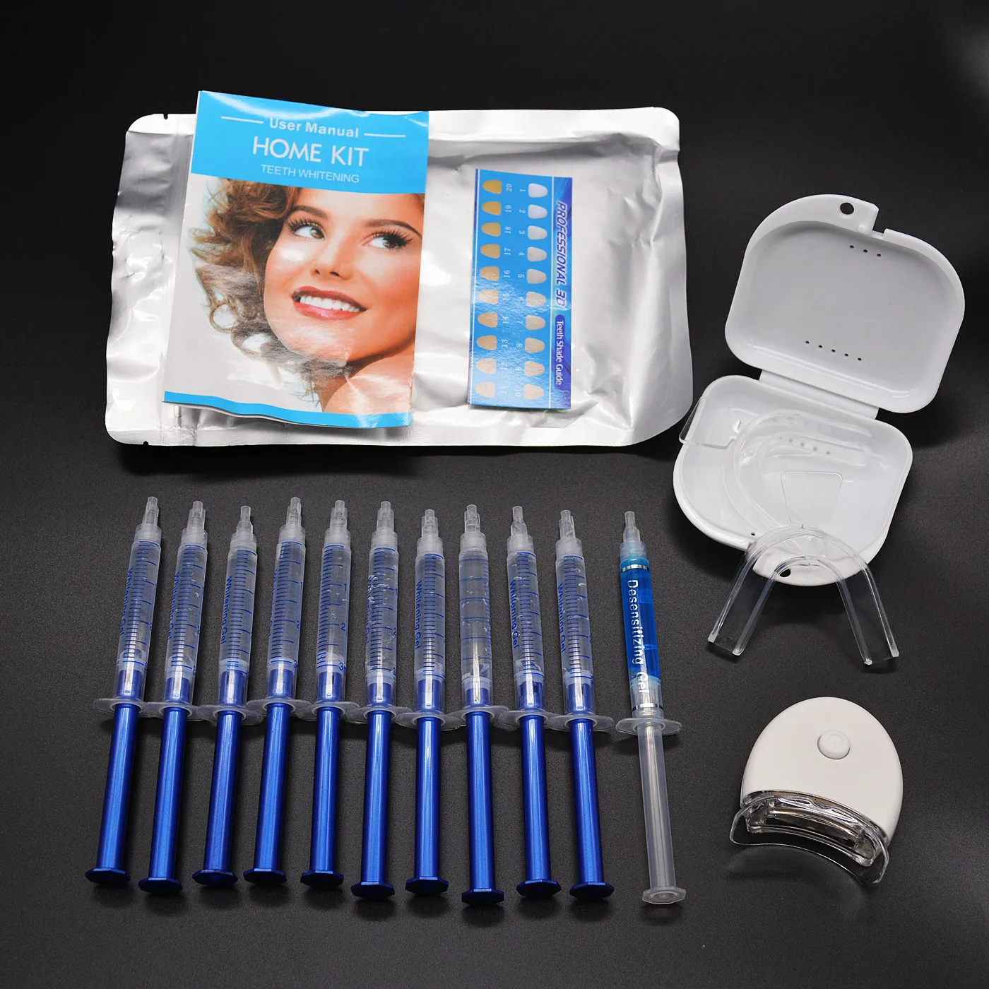 

drop ship Home Use Teeth Whitening Kit with led light Care Oral Hygiene Tooth Whitener Bleaching White Carbamide Peroxide BULK