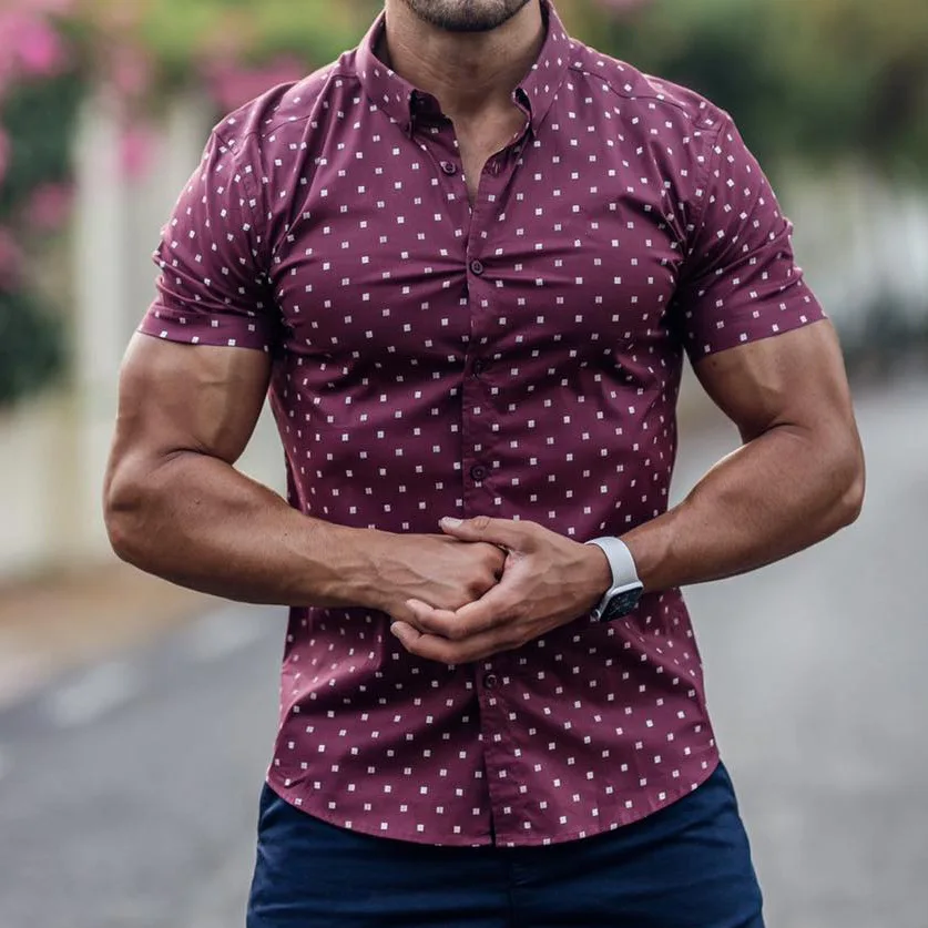

2022 New summer fashion Men Breathable comfortable shirt Lapel button shirt Casual printed short sleeve top Men street wear