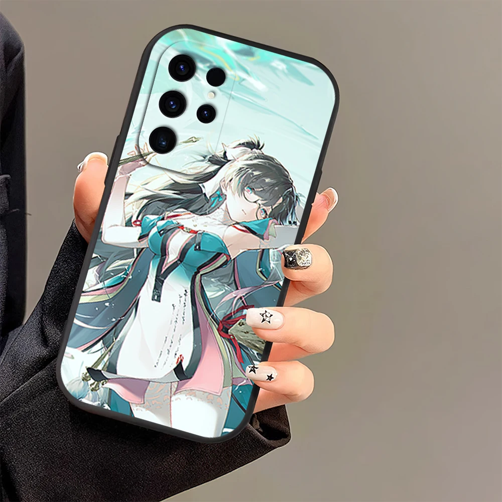 Game Wuthering Waves Zhezhi Cute Phone Case For Samsung Galaxy A54 A71 A72 A73 S22 S23 Ultra Black Soft Silicone Cover