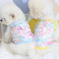 cute pet bubble skirt dog clothes sweet flower thin breathable cat clothing for small dogs yorkshire chihuahua pet vest costumes