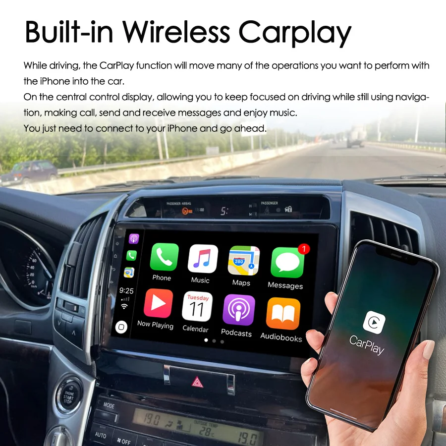 Автомагнитола 2DIN 128 ГБ Android экран 11 дюймов для Toyota Land Cruiser 200 LC200 2012-2008 CarPlay стерео GPS