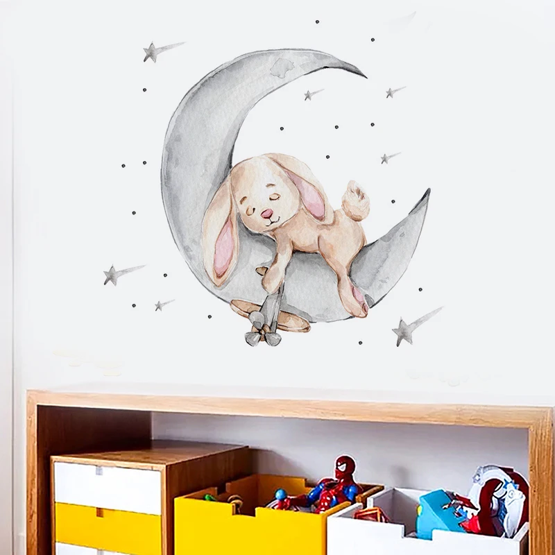 Флуоресцентные наклейки на стену для детской комнаты луна звезды маленький