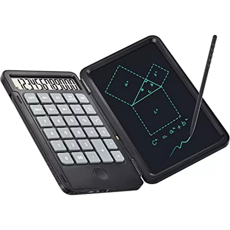 

Calculator,6.5-Inch Writing Tablet and Pen, Rechargeable Multifunctional Foldable Portable Silent Calculator Notepad