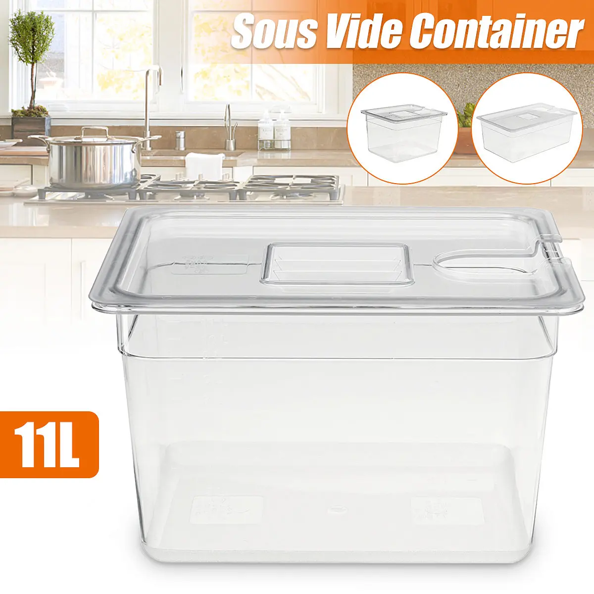 6L 11L Sous Vide Container Water Tank with Lid for Circulato