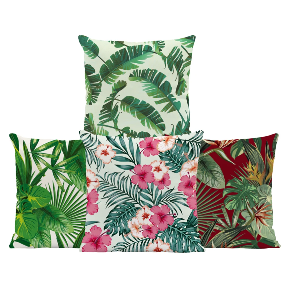 

Красочные растительные подушки, цветы, декоративная наволочка для дивана, гостиной, бархатная декоративная подушка с принтом листьев