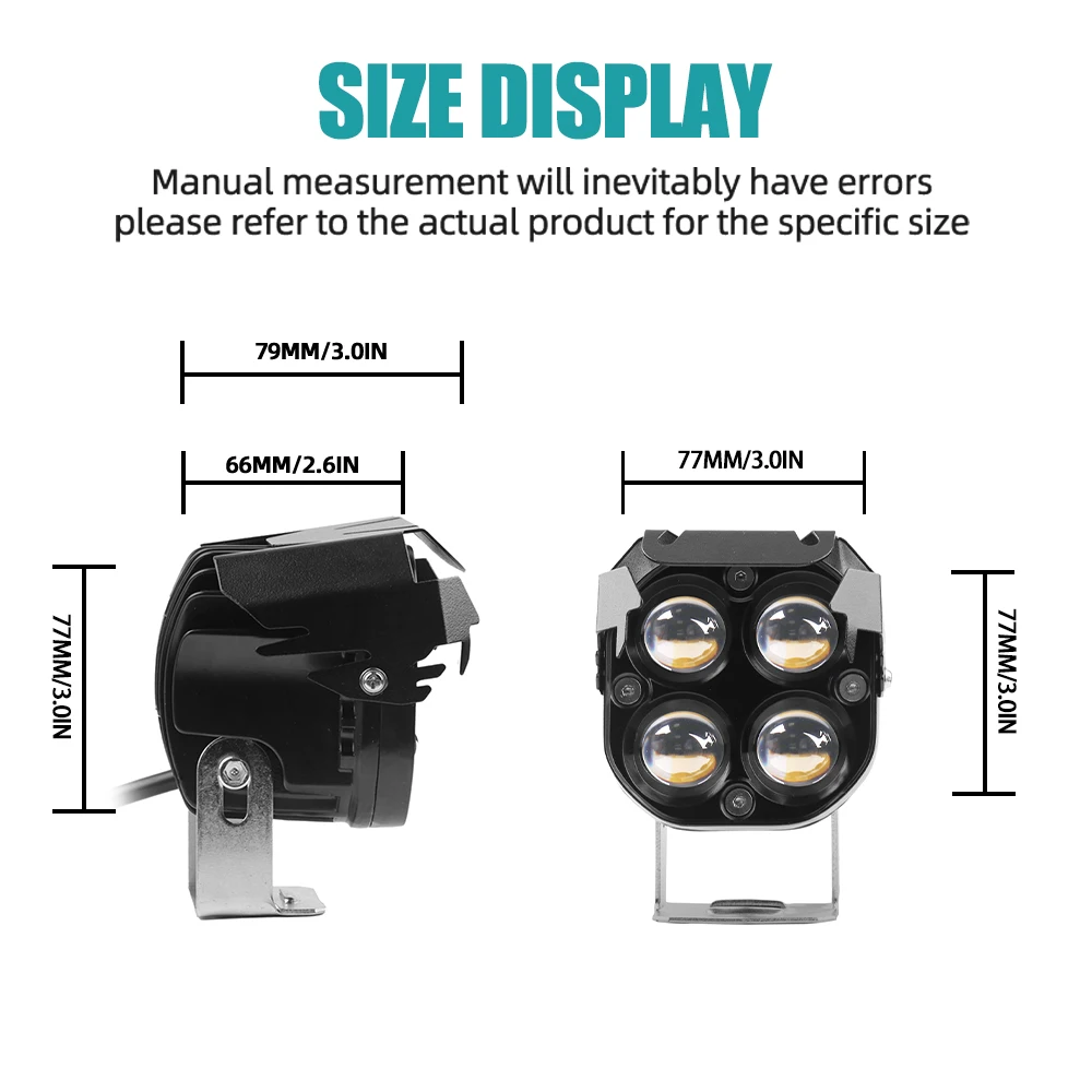 40 Вт Мотоцикл 5D-объектив Двухцветный (RGB) Рабочие Фары С Крышкой Для Внедорожника