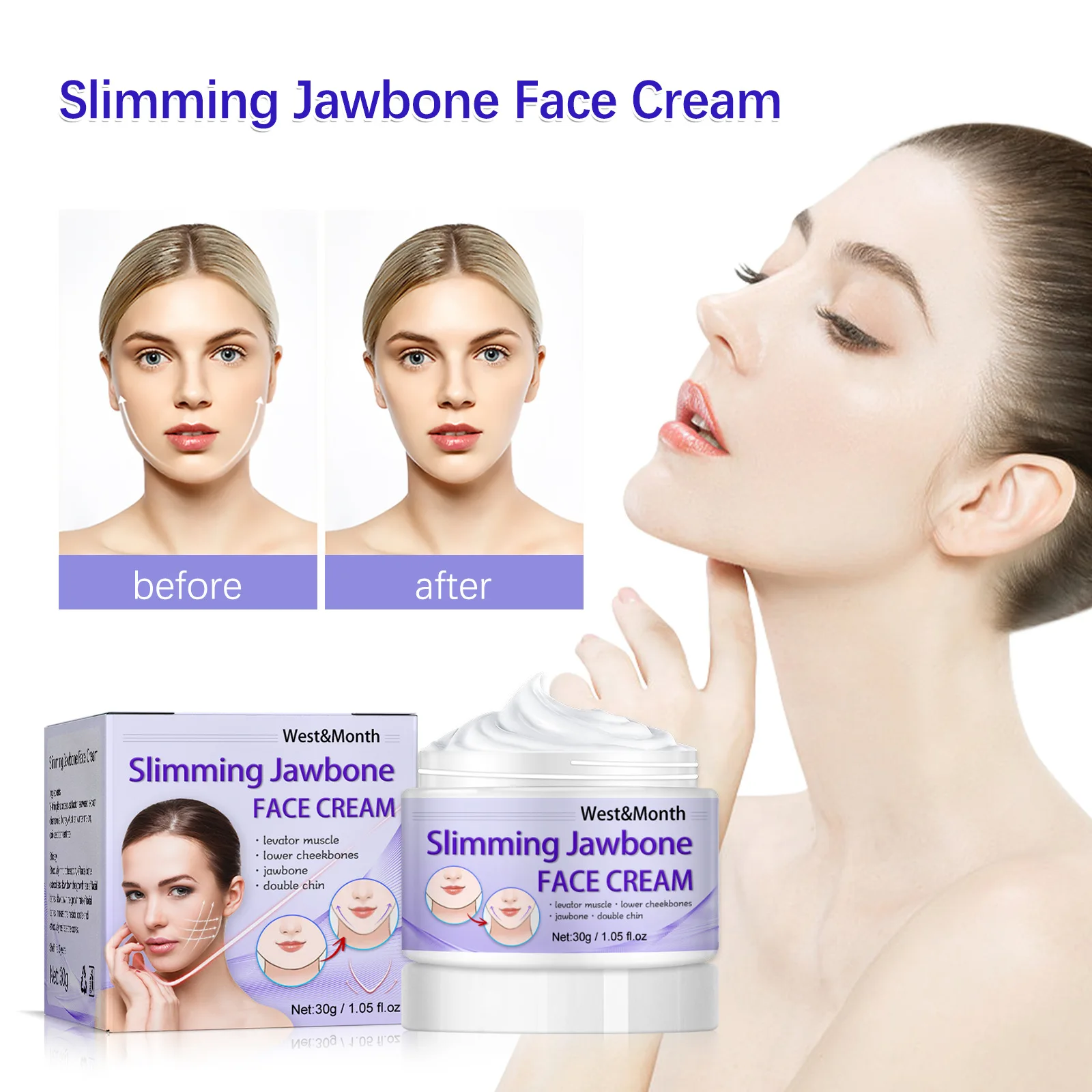 

V-Shape Face Slimming Cream Firming Lifting Enzyme Thin Cream Double Chin Cheek Slimming Fat Burning Beauty Products