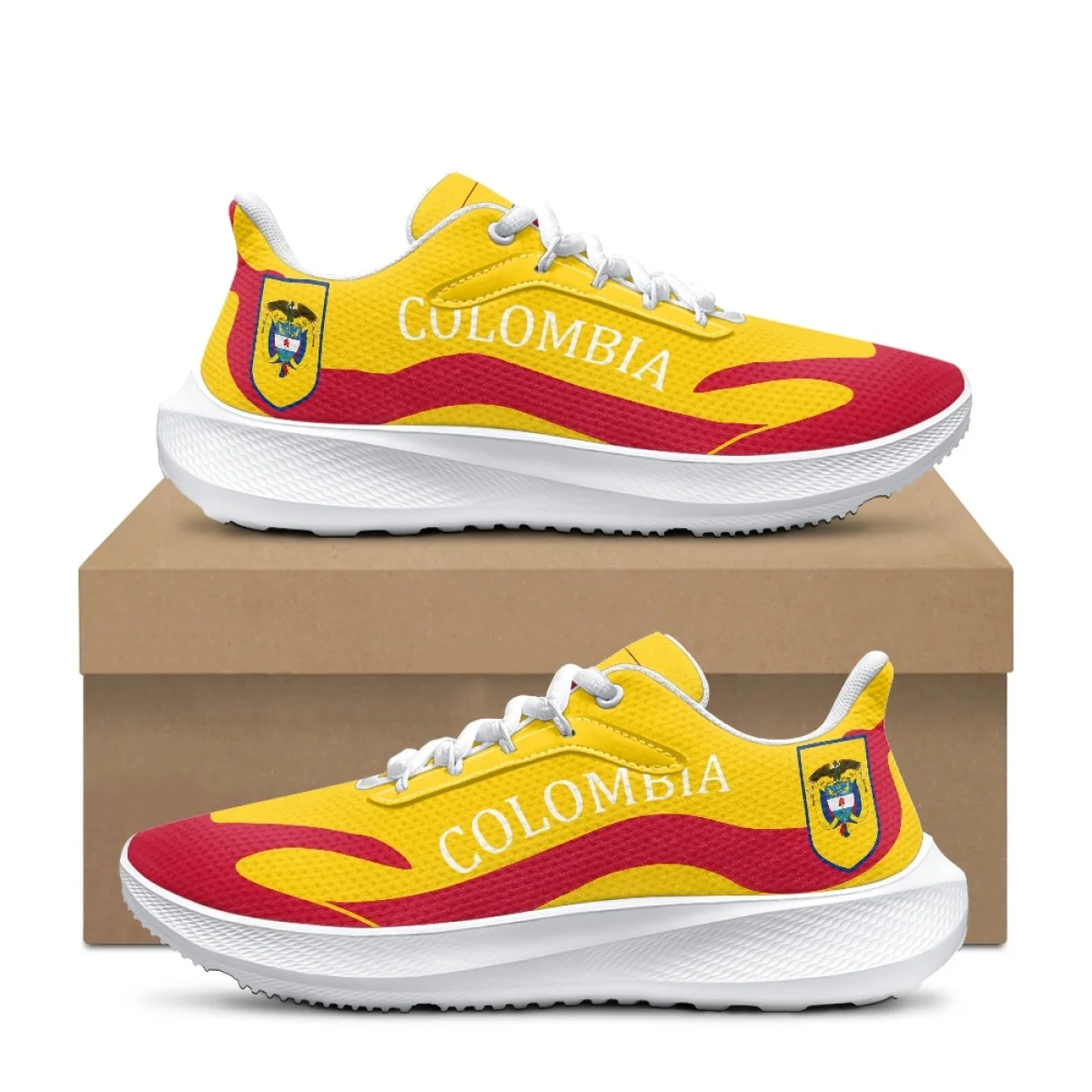 

New Fashion Women's Colombia Country Flag Sneakers Comfortable Lace-up Casual Shoes Spring Autumn Outdoor Travel Soft Footwear