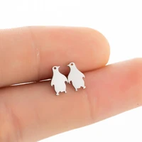 tulx stainless steel cute penguin stud earrings for women girls minimalist small earrings animal jewelry accessories