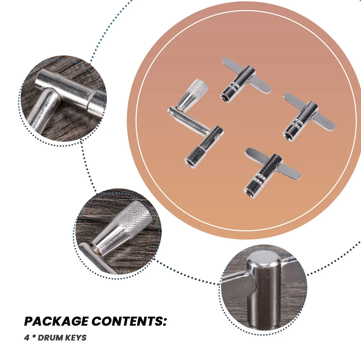 Ключи для барабана 4-пакетный ключ настройки с ключом непрерывной скоростью