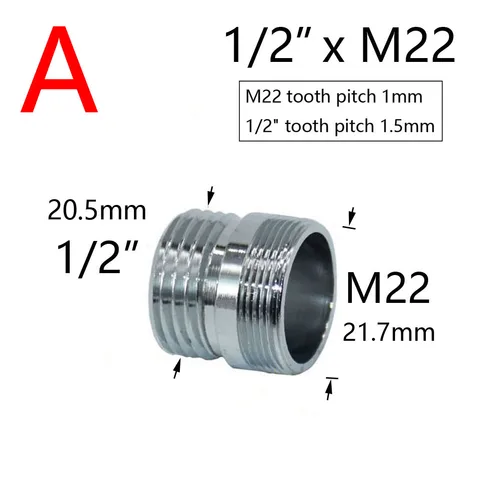 Couplador de torneira de água prateada de latão 1/2 a M16 M18 M20 M22 M24 M28 CONECTOR DE CONECTOR DE TRANSPECIMENTOS PARA CONECTOR DE COZINHA E BAIL