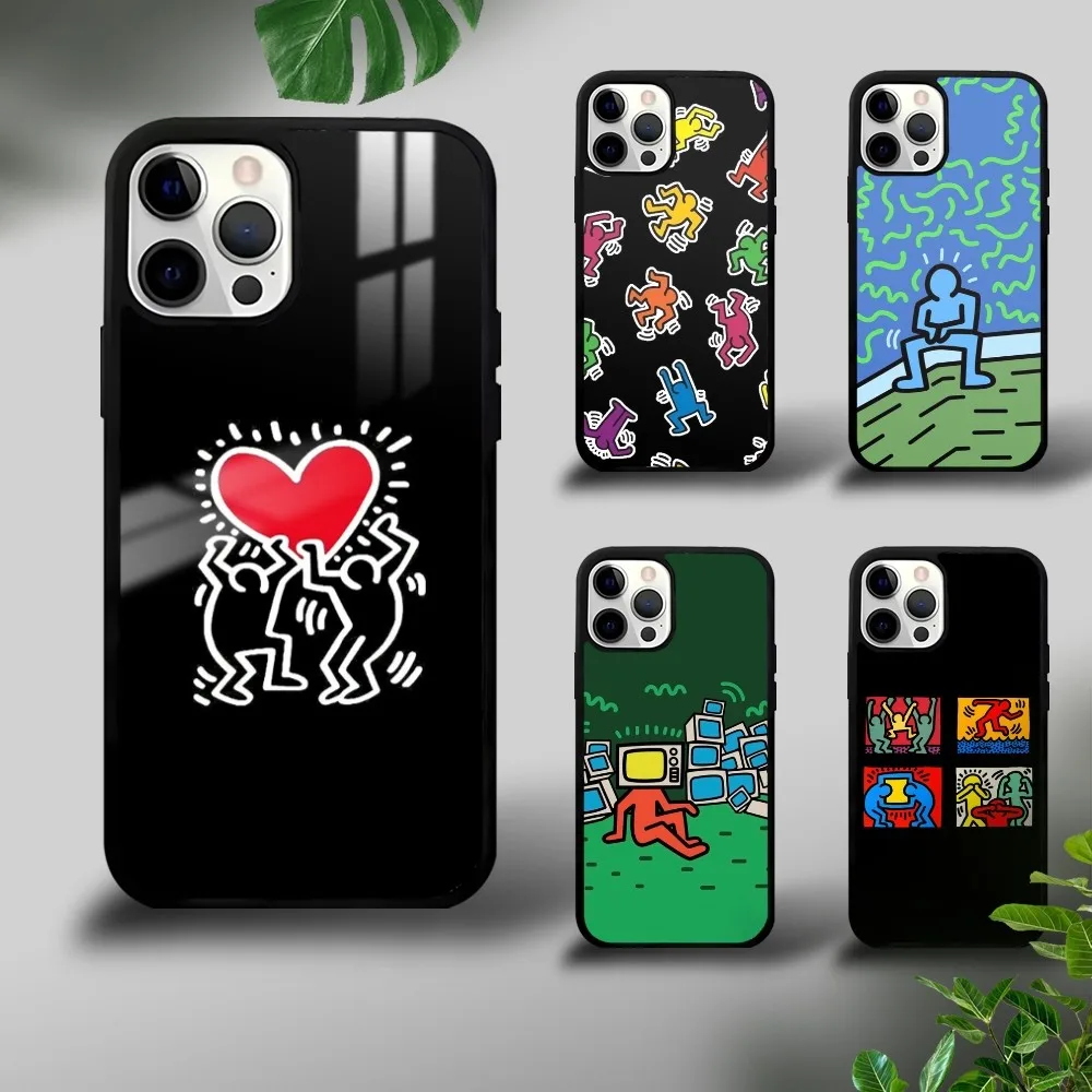 Чехол для телефона K-KeithS Art H-HaringS iPhone 16 15 14 13 12 11 Pro Xs Max Mini Plus Celulares Hard Funda