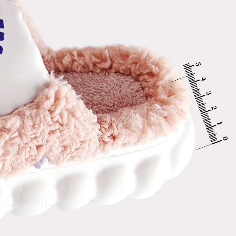 Indoor Slippers for Woman EVA Platform Shoes With Fur Waterproof  Winter House Slippers for Female Warm Non-slip Women Slippers