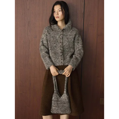 HanOrange 2025 женская шерстяная водолазка абрикосовый/кофе