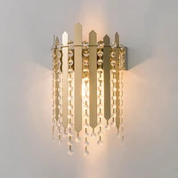 postmodern crystal led wall lamps copper interior sconce bedside light stair light tv background wall decoration light fixture