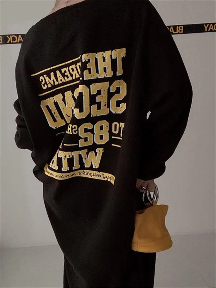 Платье-свитшот с ленивым размером больших размеров женское свободное цельное