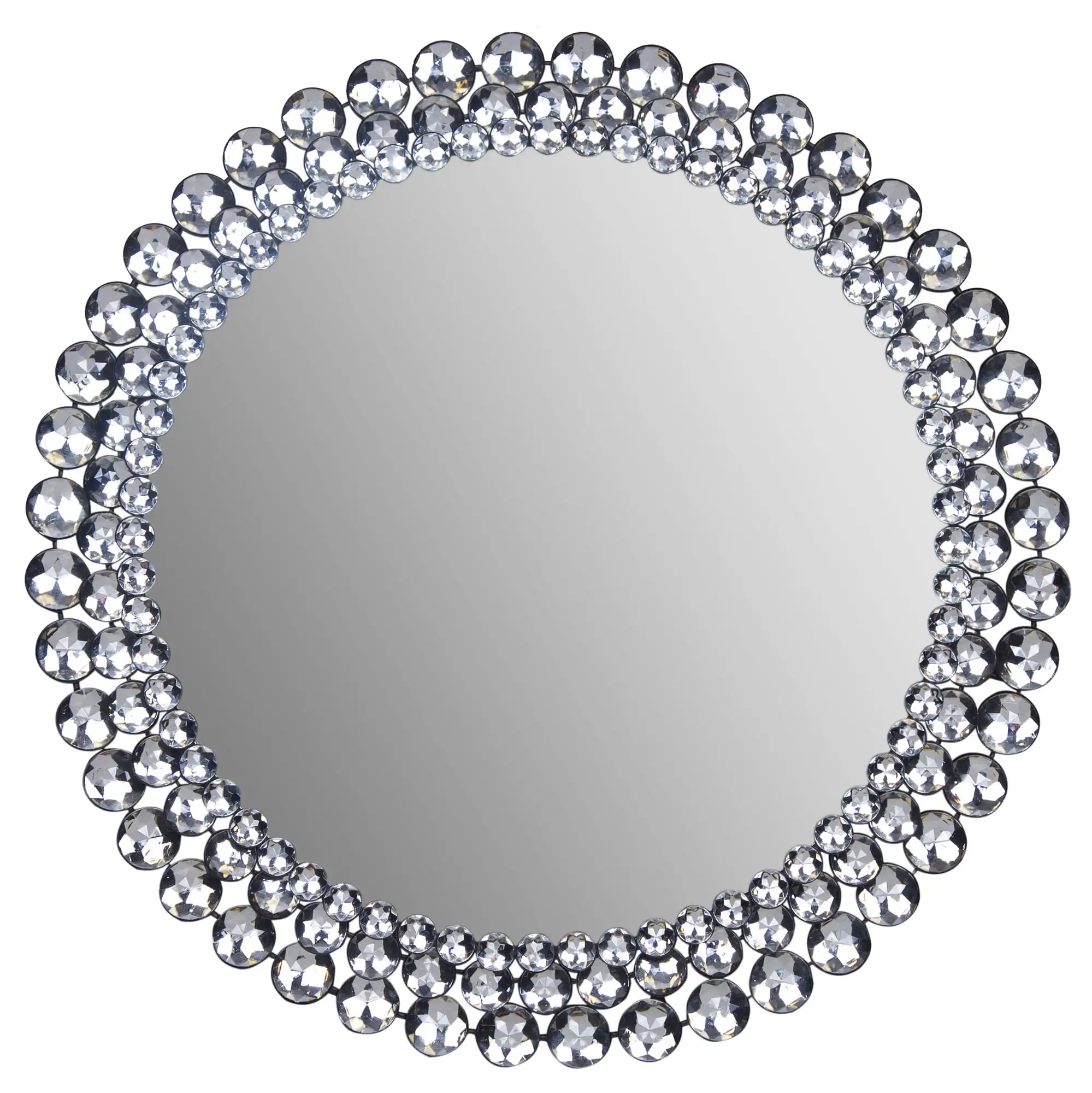 

Round Silver Jeweled Wall Mirror, 24"