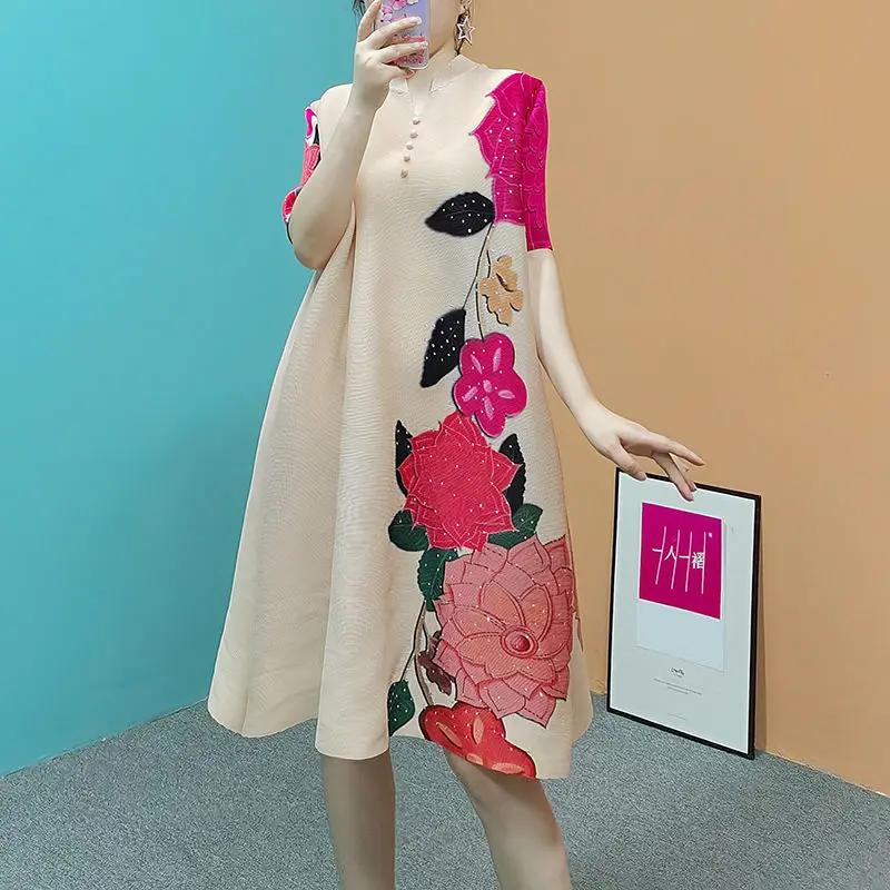 Платье-Ципао в стиле ретро с принтом пионов улучшенное модное платье для мам лето