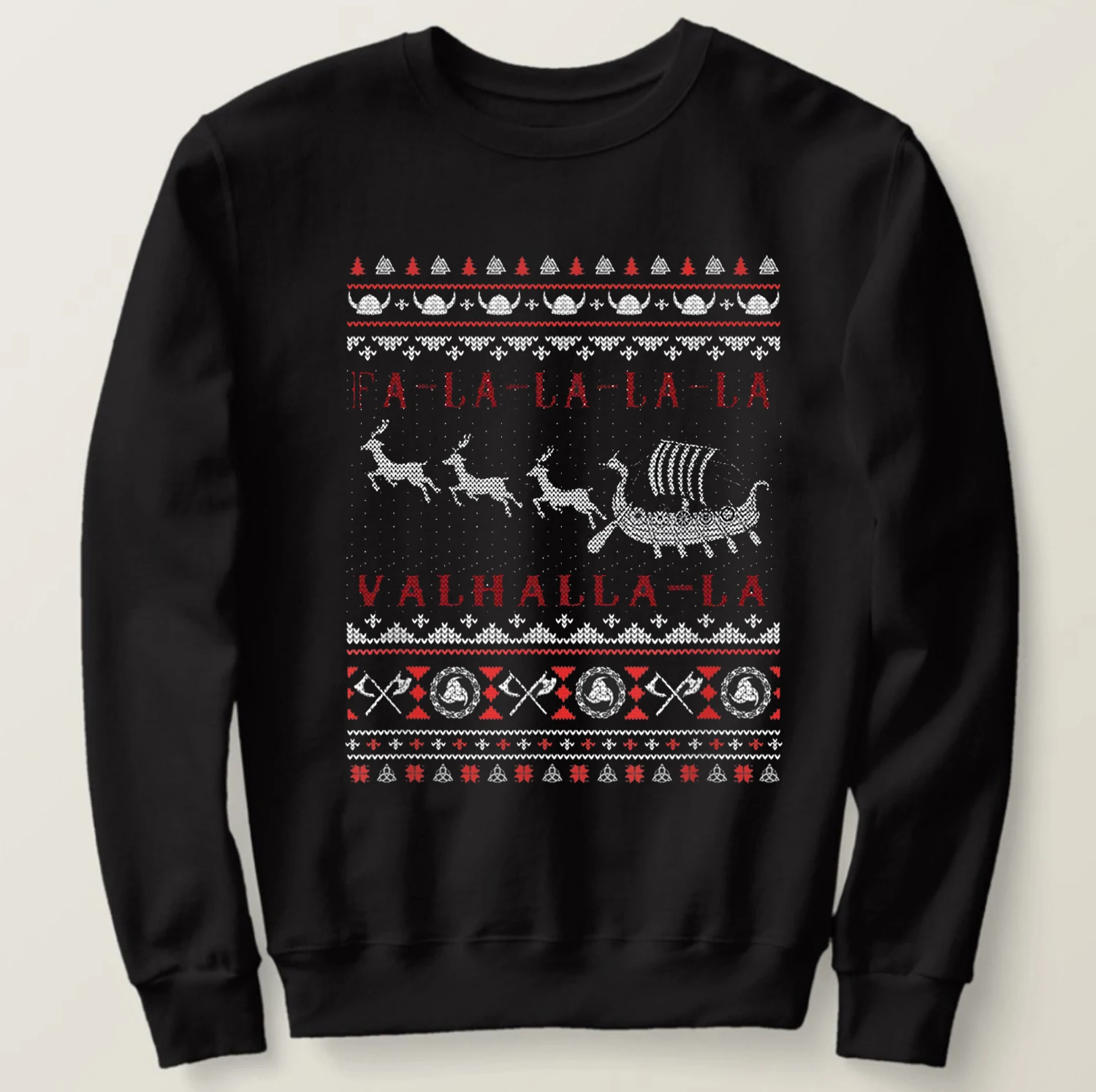 

Fa La La Valhalla Ugly Christmas Viking Ship Dragon Boat Sledge Sweatshirt New 100% Cotton Casual Mens Hoodie Xmas Streetwear