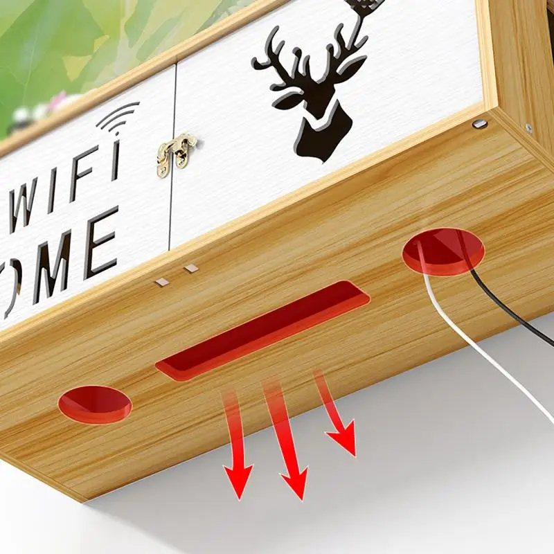 Бесконтактный WIFI беспроводной маршрутизатор Хранение коробки Настенная розетка Набор для ТВ-приставки Деревянный телевизионный шкаф Настенная полка.