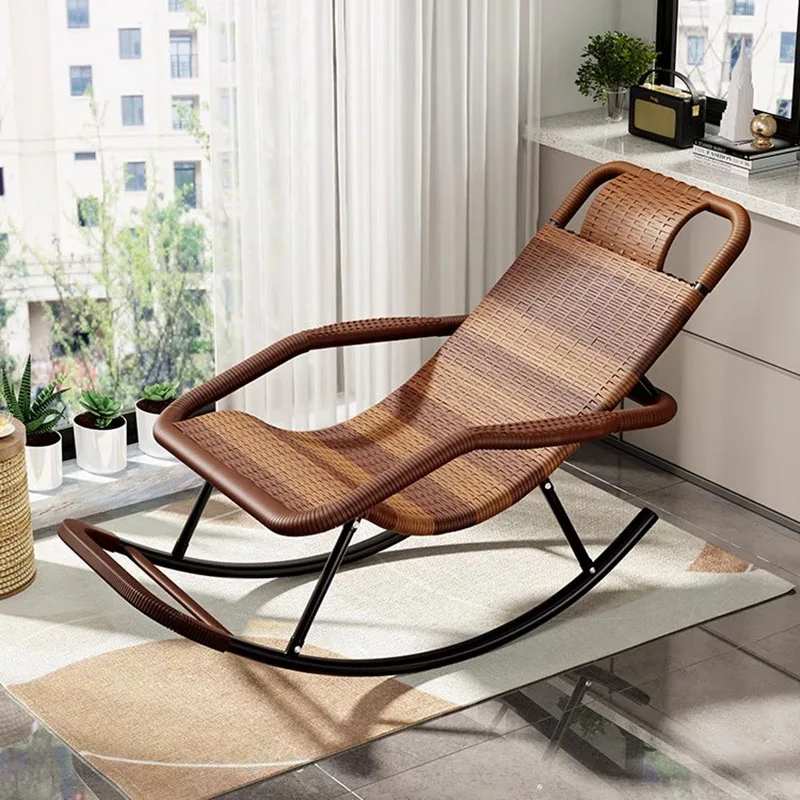 S Rattan Arm Lounge Rocking Chairs Individual Comfortable Bench Sillon Backyard Furniture