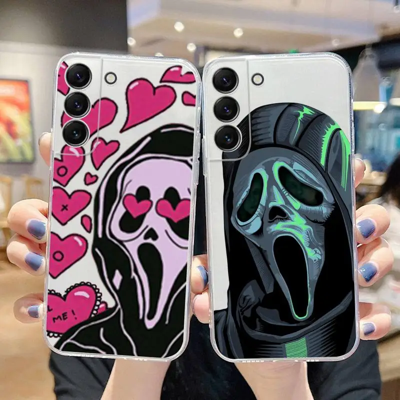 

Ghostface Horror Scream Art Pattern Phone Case For Samsung Galaxy S22 S21 Ultra S20 S30 FE S8 S9 S10 5G Plus Lite Transparent