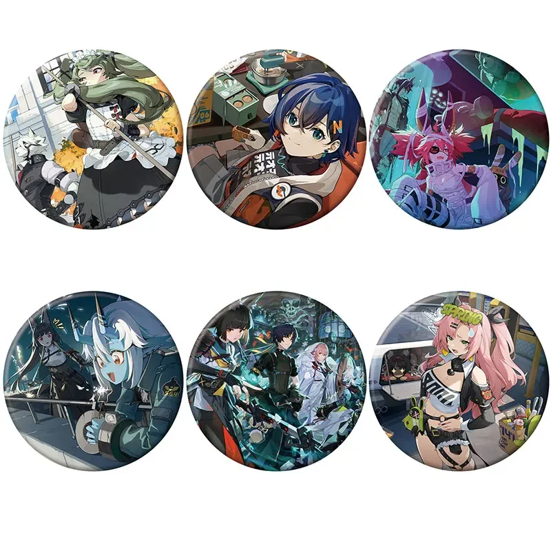 58mm Anime Lapel Pins Zenless Zone Zero Brooches Manga Figure Asaba Harumasa Cosplay Badge Backpack Clothes Accessory Button Pin