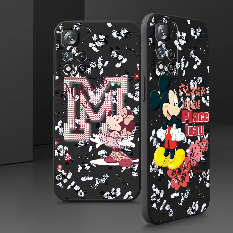 

Disney Mickey Minnie Pink Liquid Rope Soft Cover Phone Case For Xiaomi Redmi Note 11 11S 11T 10S 10 9S 9T 9 8T 8 Pro Plus 5G