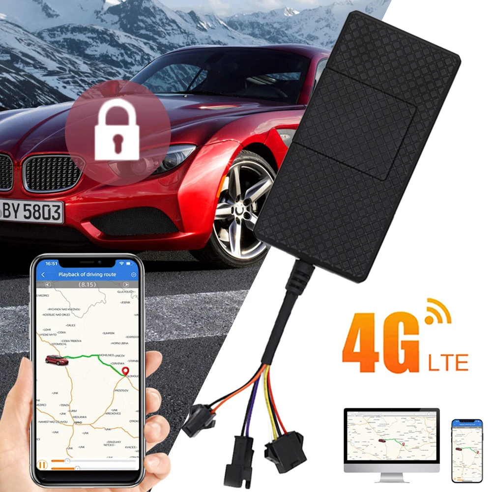 

4G Car GPS Tracker Real-Time Tracking Device Anti-Loss Locator with Anti-Theft Alarm Remote Control Horn SOS for Car Motorcycle