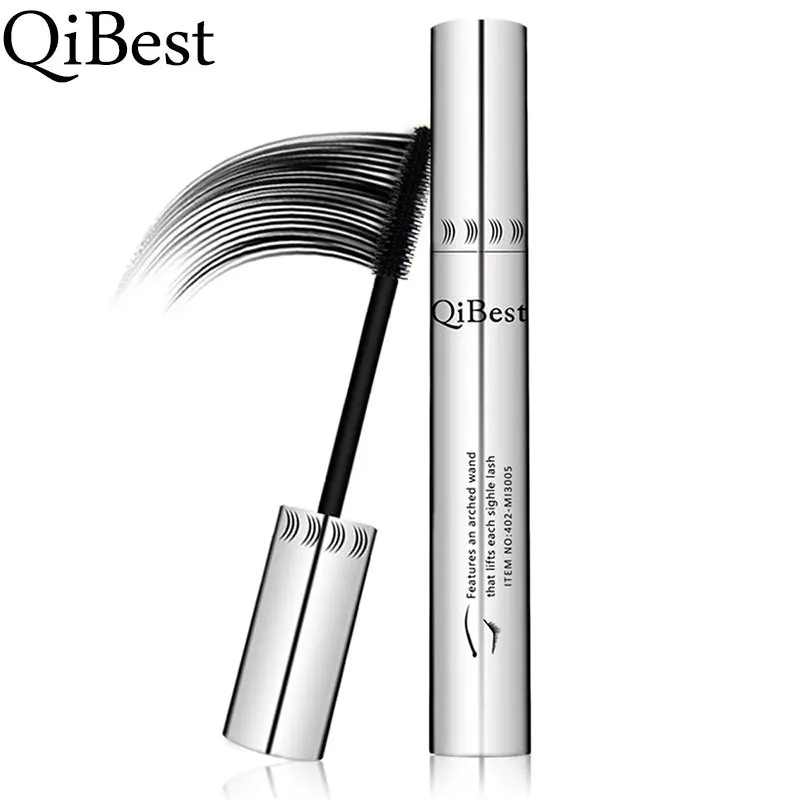 

Qibest Silver Tube Mascara Slender Curli Waterproof and Not Smudged Eye Makeup Black Eye Lashes 4d Silk Fiber Mascara