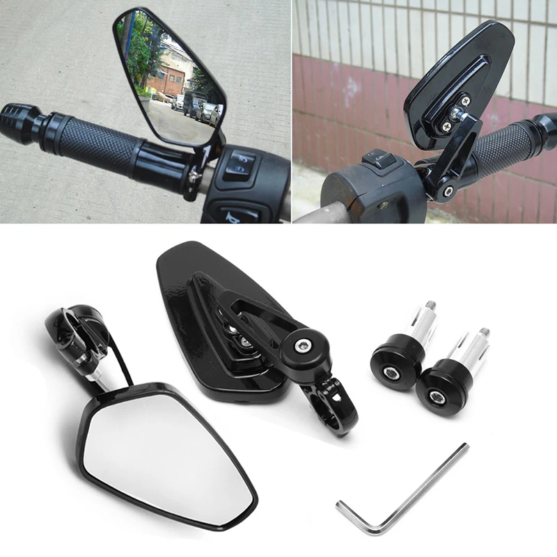 

Universal 7/8" Black Motorcycle Billet Aluminum Bar End Side Rearview Mirrorsc