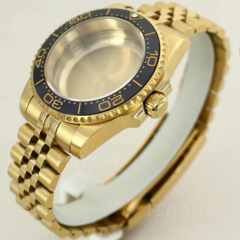 Золотой мужской корпус часов 40 мм юбилейный браслет для Seiko NH35 NH36 NH38 Miyota 8215 ETA 2824