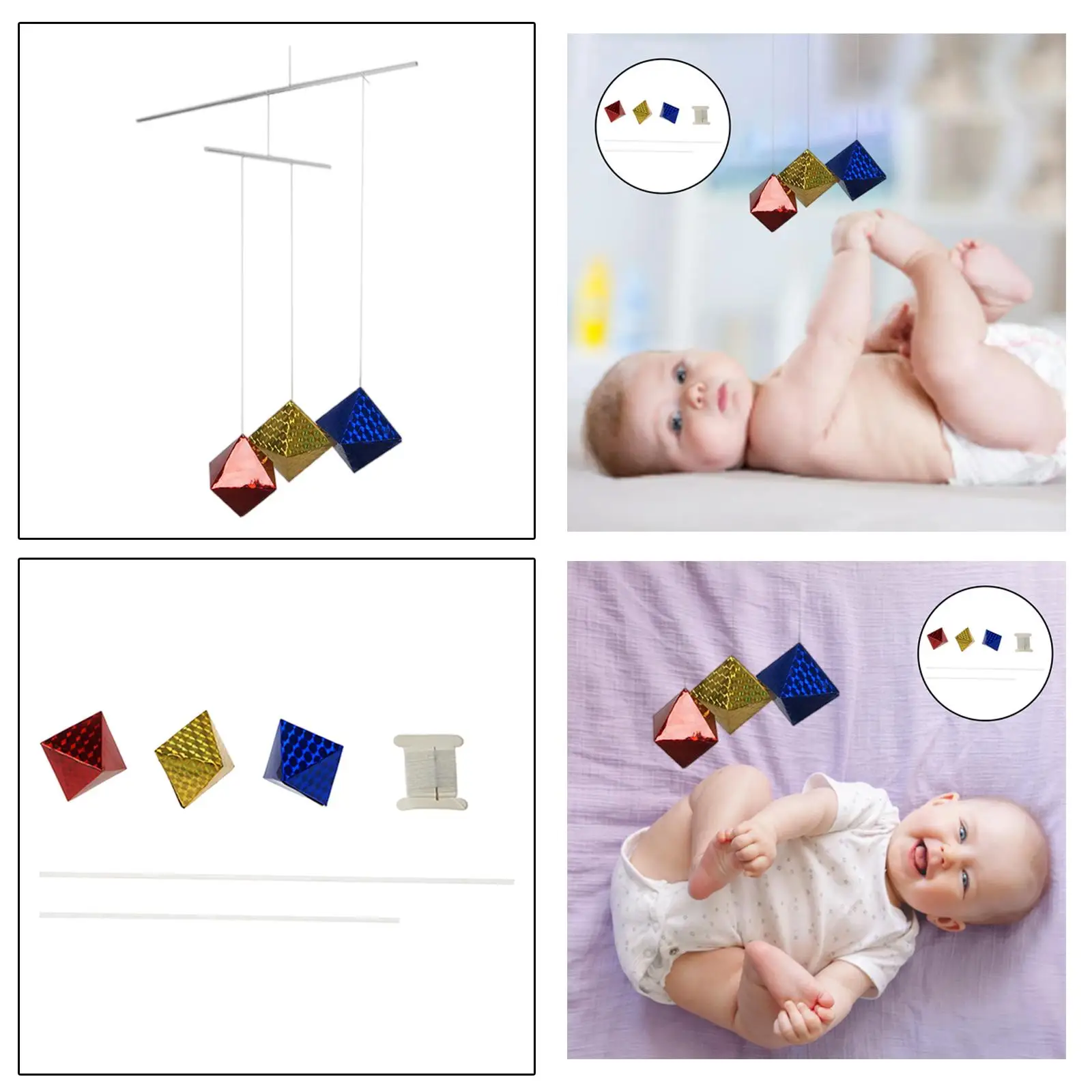 

Mobile Toy Hexahedron Decor Accompany Play Bed Hanging for Newborn Baby Assist Visual Focusing Ability