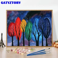 gatyztory 40x50cm frame pictures by number color tree landscape kits for adults handpainted paint by number home decoration diy