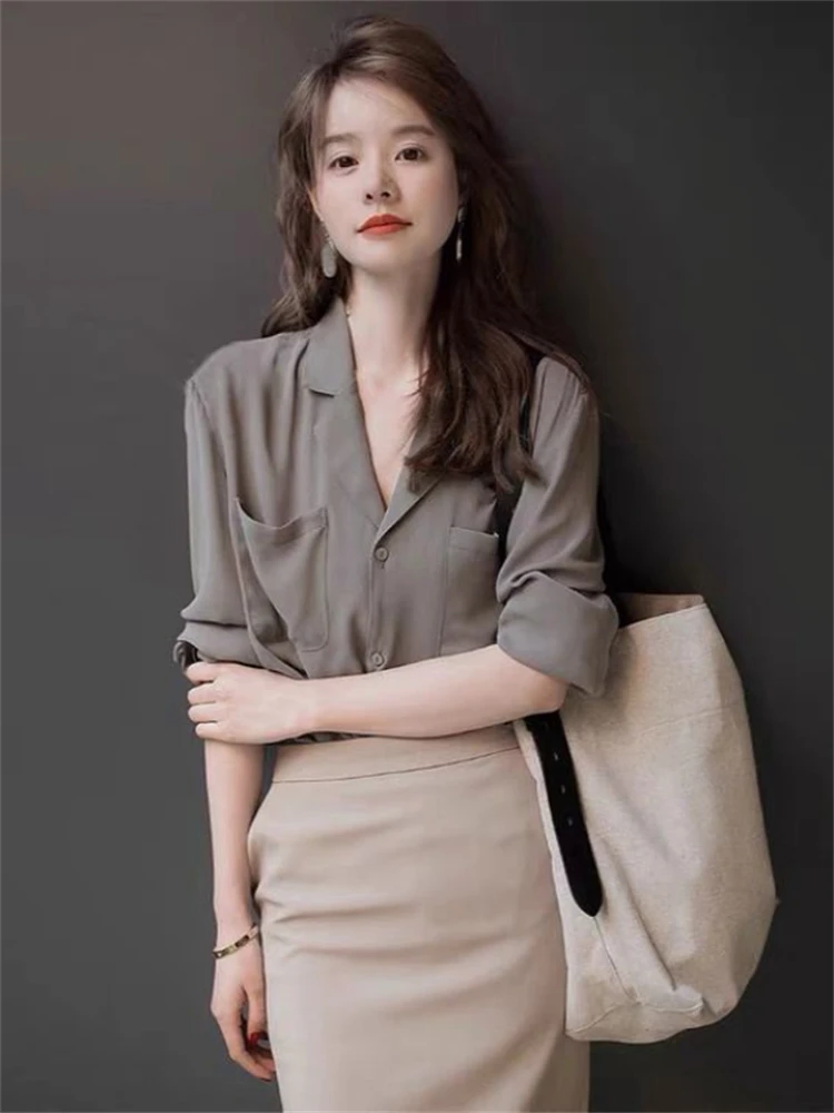 

2 Piece Sets Womens Outfits Spring Blouse Women Shirt Long Sleeve High Waist Pants Wide Leg Womens Trousers Two Piece Set Office