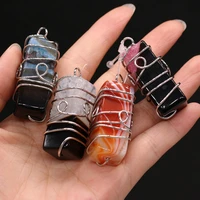 20x45mm agate rectangular pendant natural stone silver wire craftdiy jewelry making necklace earring accessories gift party deco