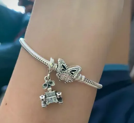 Pandora-Pendentif caméléon à changement de documents, Pixar Wall-E Dangle Charm, Fit for Fashion Jewelry, DIY Executive as Women's Bracelets Gifts