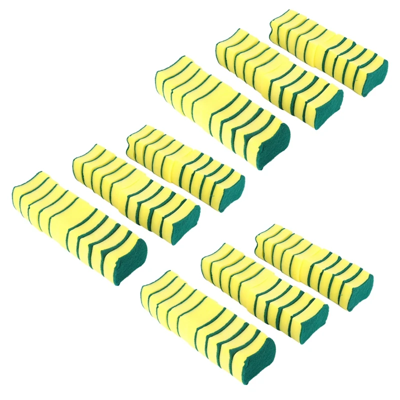 

90Pcs Multi-Purpose Double-Faced Sponge Scouring Pads Dish Washing Scrub Sponge Stains Removing Cleaning Scrubber Brush