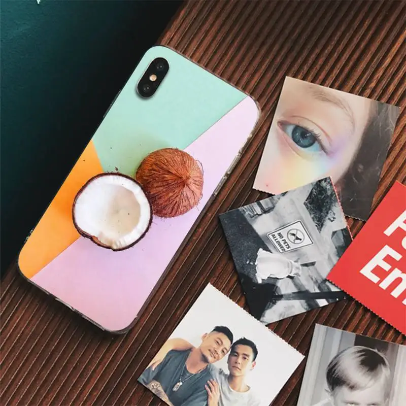 FHNBLJ летний крутой кокосовый чехол для телефона iPhone 11 12 13 14 Mini Pro Max XR X XS прозрачный